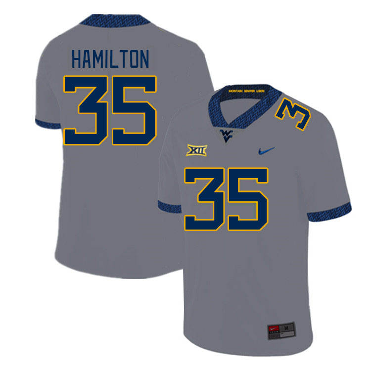 Men #35 Luke Hamilton West Virginia Mountaineers College Football Jerseys Stitched Sale-Gray